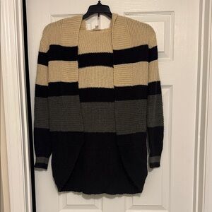 Striped Black and Tan Women's Cardigan